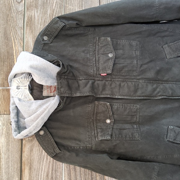 Levi's Black Jacket with Gray Hood Size XL - Picture 2 of 16
